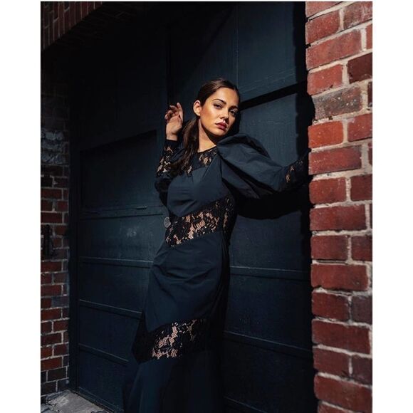 Lace Dress H&M Black Taffeta NWT Puff Sleeves - Picture 8 of 12